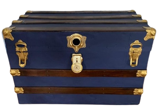 Navy and Gold Antique Trunk Refinished & Painted