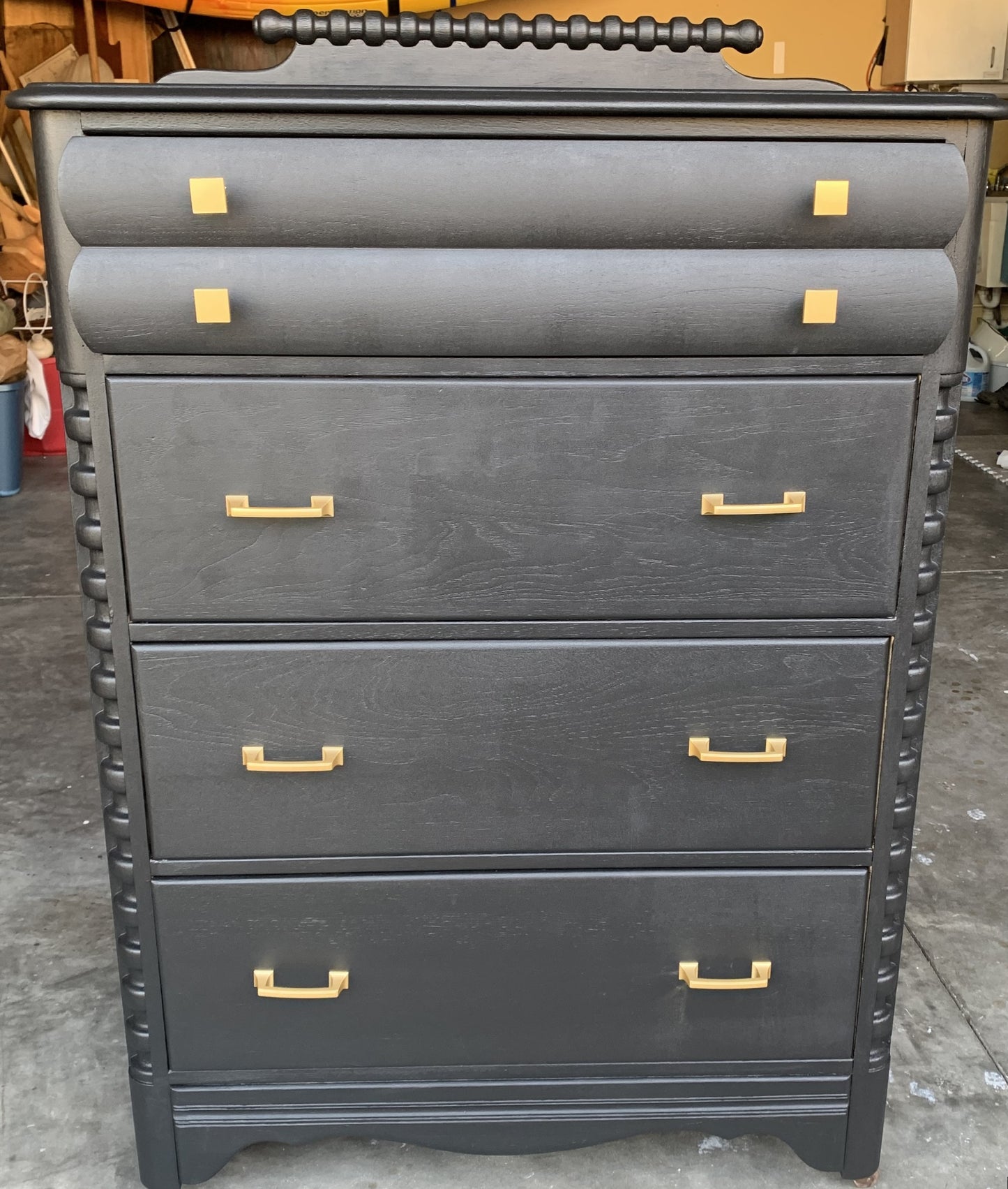 Black and Brass Chest of Drawers