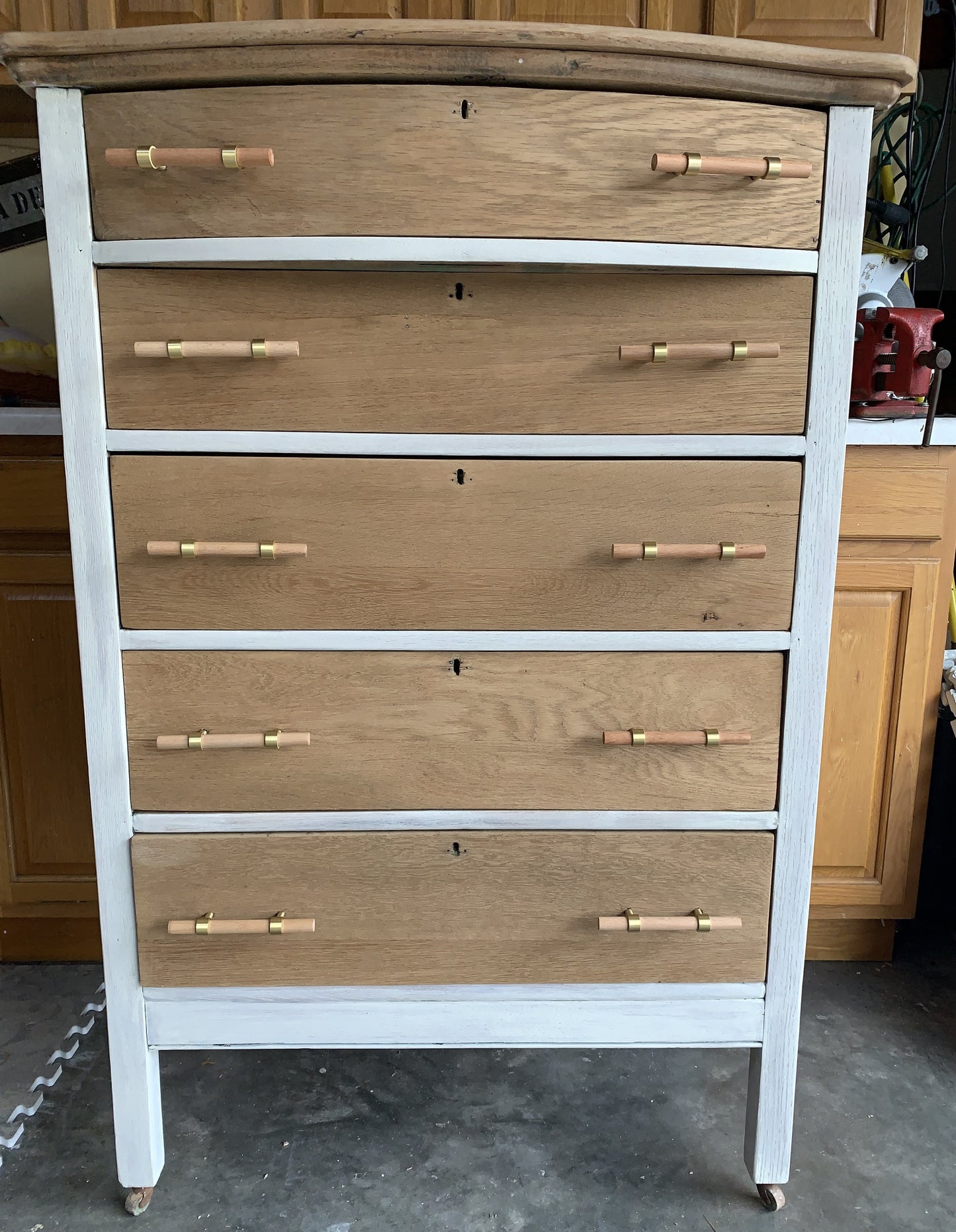 Oak Chest with Wooden & Brass Handles