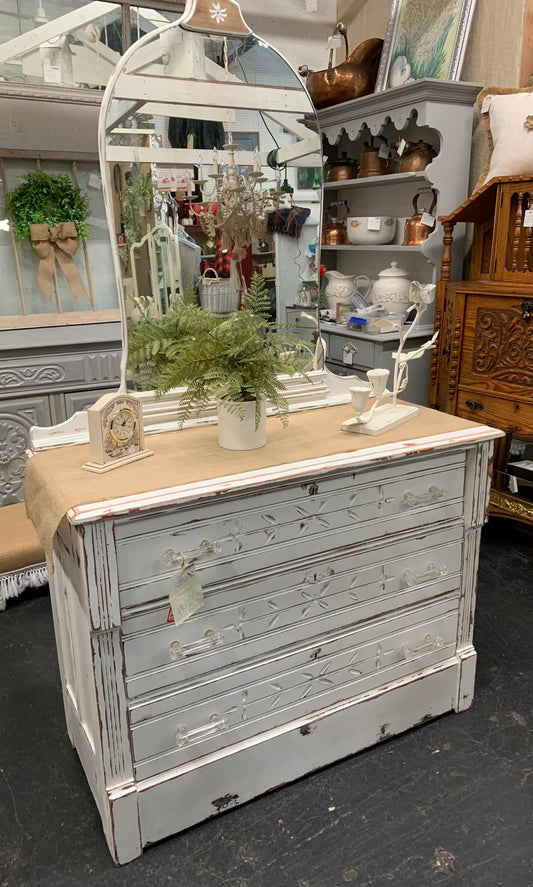 Eastlake Chest with Mirror Painted & Distressed