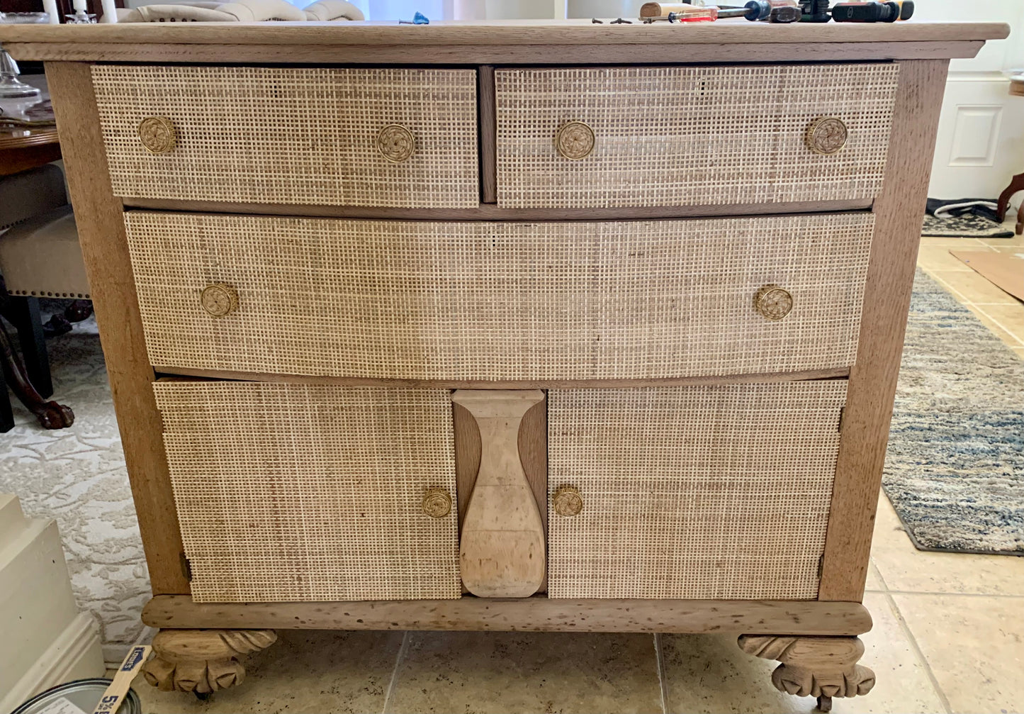 Oak Rattan Chest