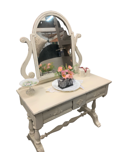 Walnut Vanity Painted Ivory