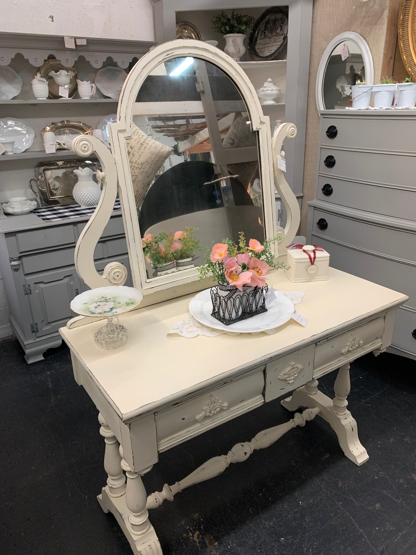 Walnut Vanity Painted Ivory