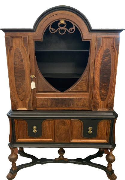 1920's Burlwood and Black Hutch