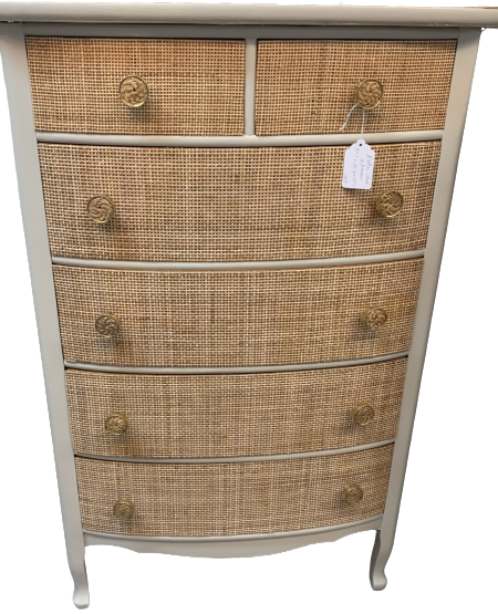 Rattan Drawers with Brass and Rattan Knobs