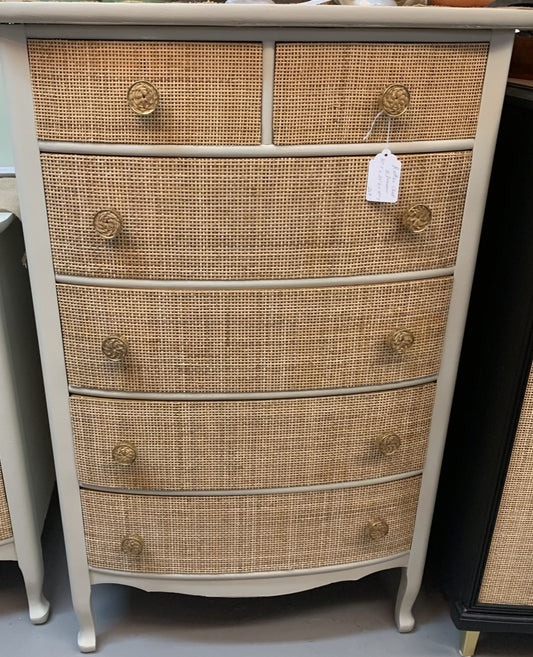 Rattan Drawers with Brass and Rattan Knobs