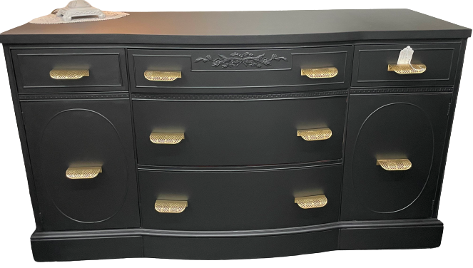 Black Buffet with Brass Pulls