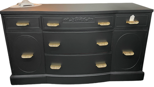 Black Buffet with Brass Pulls