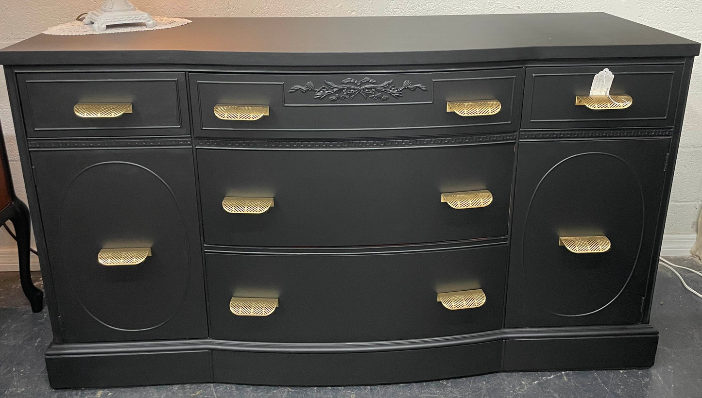 Black Buffet with Brass Pulls